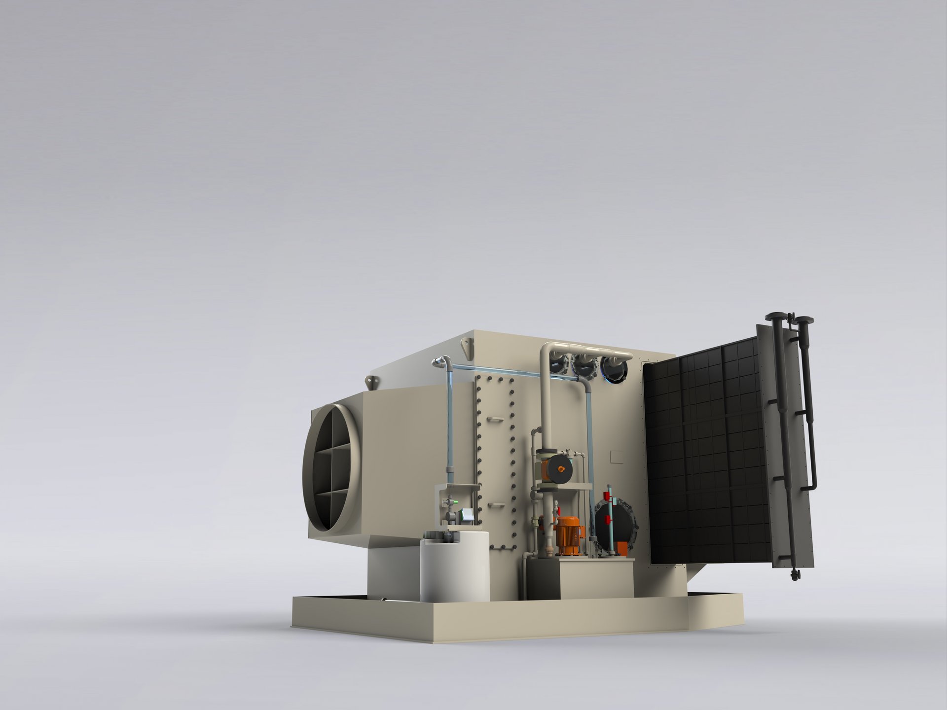 Plastic heat exchangers installed directly in the exhaust air wet scrubber to use the energy from exhaust air and flue gases - Colasit