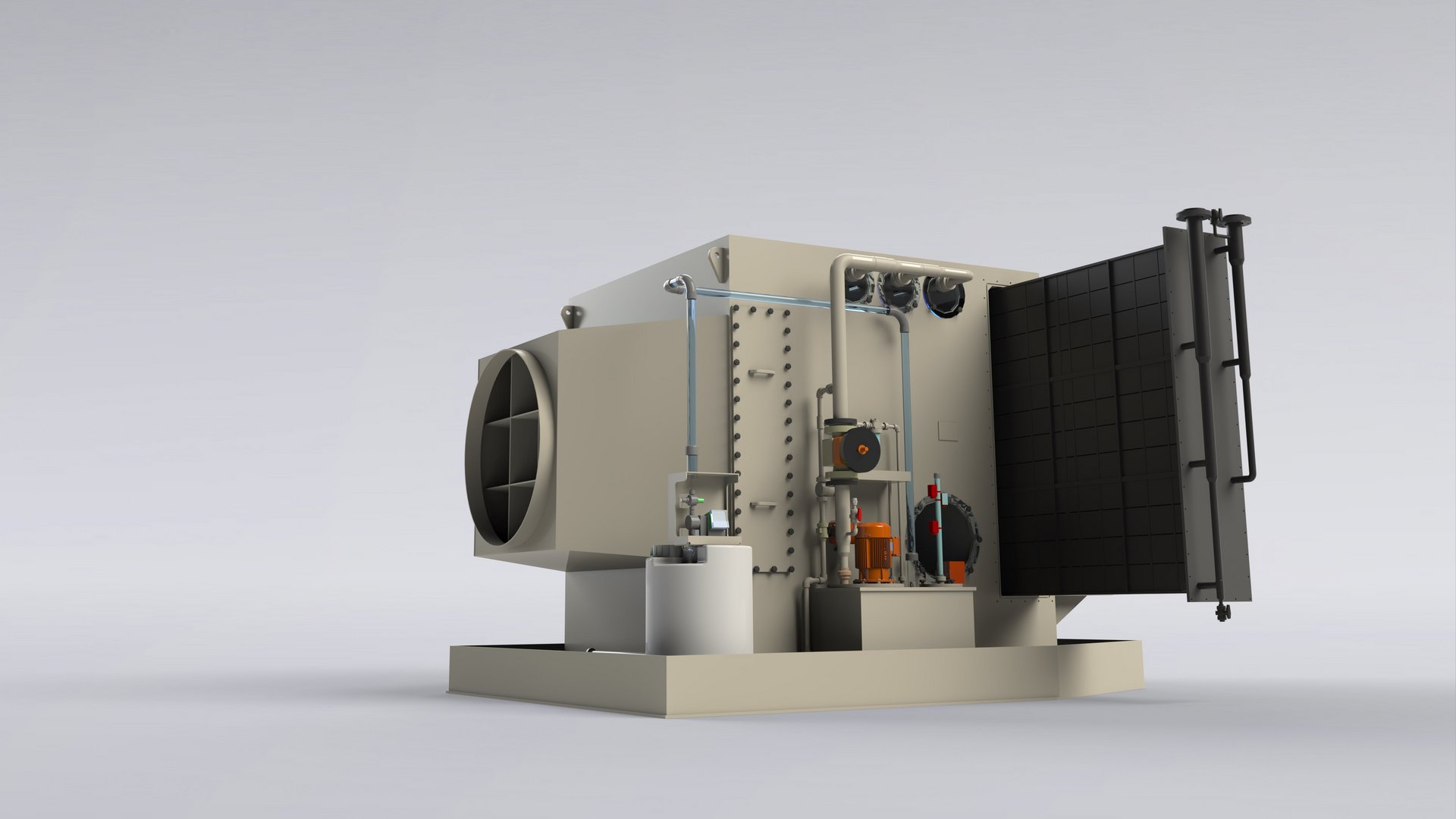 Plastic heat exchangers installed directly in the exhaust air wet scrubber to use the energy from exhaust air and flue gases - Colasit