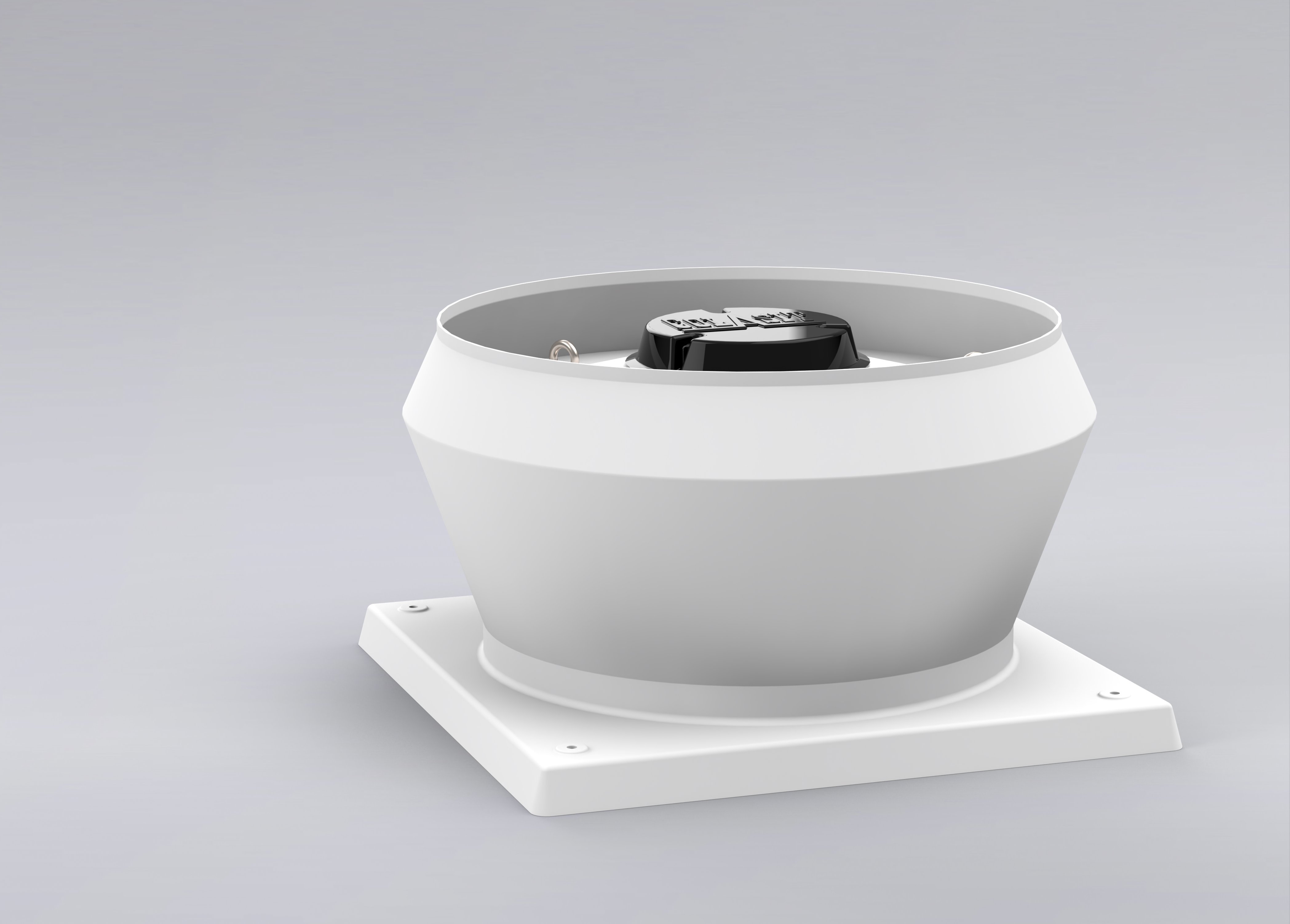 Roof fan made of plastic, with roof fitting for exhaust air extraction from industrial buildings - Colasit